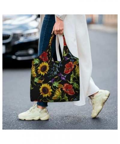 Sunflowers Single Shoulder Commuter Canvas Tote Bags For Women And Men Sunflowers 21 $11.87 Totes