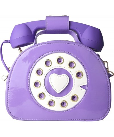 Retro dial telephone Crossbody Shoulder Bag,Pu Movable microphone Purse for Women Purple $12.64 Shoulder Bags