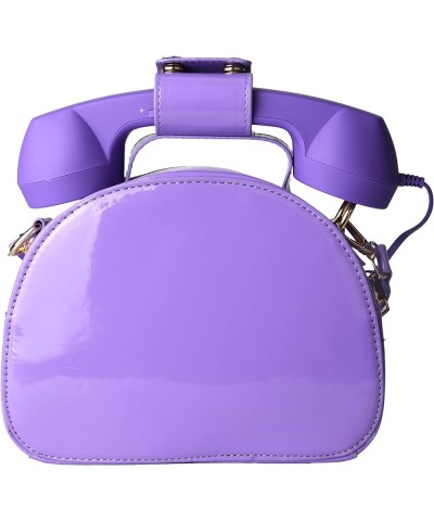 Retro dial telephone Crossbody Shoulder Bag,Pu Movable microphone Purse for Women Purple $12.64 Shoulder Bags