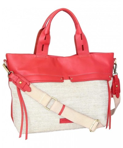 Emelia Linen/Leather Tote Coral $28.80 Totes