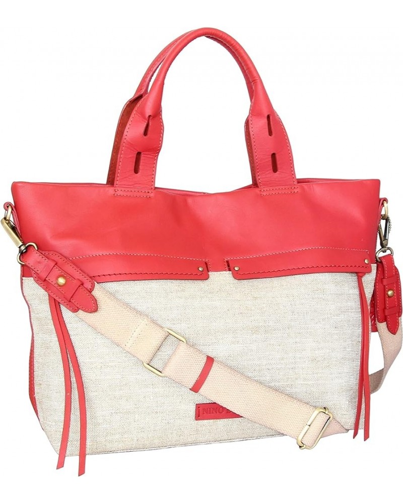 Emelia Linen/Leather Tote Coral $28.80 Totes