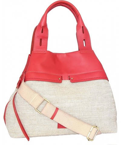 Emelia Linen/Leather Tote Coral $28.80 Totes