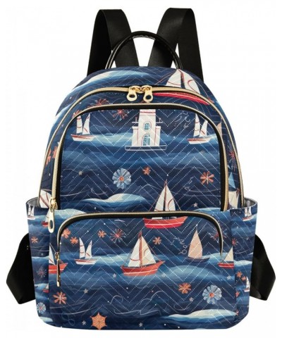 Sea Life with Sailboats Woman's Backpack, Casual Daypack Backpacks, Festival Backpack, M Sea Life With Sailboats-9 Medium $22...