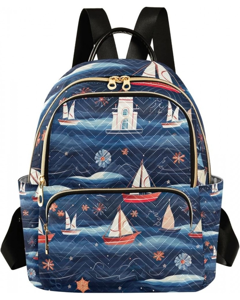 Sea Life with Sailboats Woman's Backpack, Casual Daypack Backpacks, Festival Backpack, M Sea Life With Sailboats-9 Medium $22...