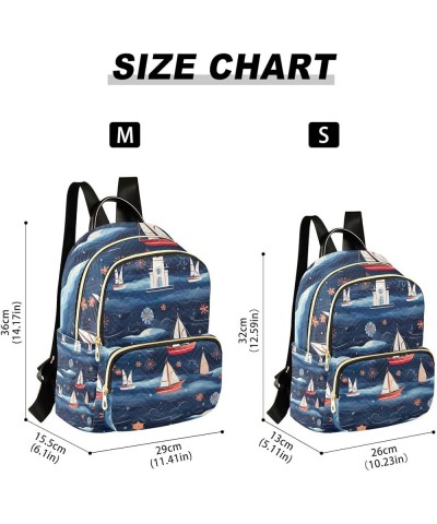 Sea Life with Sailboats Woman's Backpack, Casual Daypack Backpacks, Festival Backpack, M Sea Life With Sailboats-9 Medium $22...