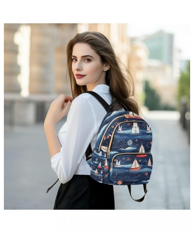 Sea Life with Sailboats Woman's Backpack, Casual Daypack Backpacks, Festival Backpack, M Sea Life With Sailboats-9 Medium $22...