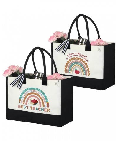 2 Pcs Teacher Appreciation Gifts Women Canvas Tote Bag Graduation Teacher Gifts(Best Teacher Ever) Best Teacher $15.59 Totes