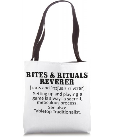 Rites and Rituals Reverer - setting up and playing a game is Tote Bag $14.46 Totes