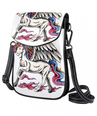 Small Crossbody Bag Flying Unicorn Cell Phone Purse Wallet $15.78 Crossbody Bags