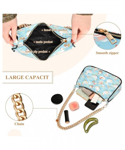 Lovely Cartoon Duck Clutch Shoulder Bag for Women, Hobo Tote Handbag with Gold Chain, Crossbody Bag with Zipper Closure $12.0...