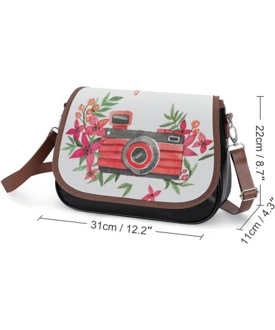 Printed Crossbody Bag Shoulder Bag PU Leather Women's Designer Satchels Mermaid Girls Pink Color4 $25.49 Satchels