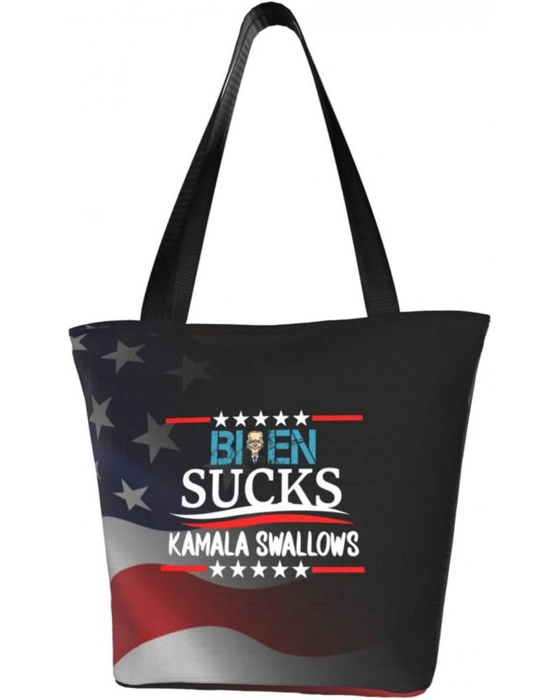 Joe Biden Sucks Kamala Harris Swallows Women'S Casual One Shoulder Carry Shopping Bag Large Capacity Working Storage Handbag ...