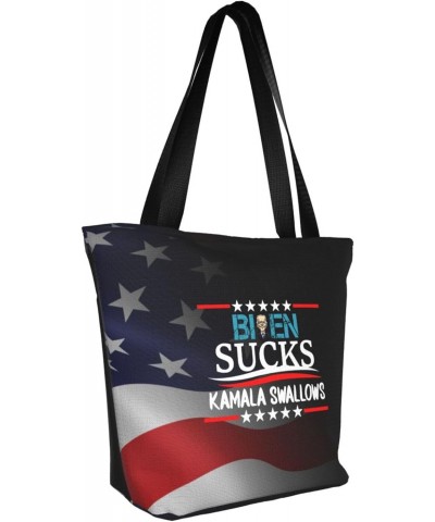 Joe Biden Sucks Kamala Harris Swallows Women'S Casual One Shoulder Carry Shopping Bag Large Capacity Working Storage Handbag ...