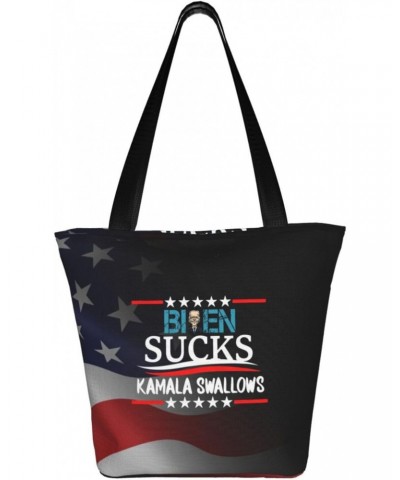 Joe Biden Sucks Kamala Harris Swallows Women'S Casual One Shoulder Carry Shopping Bag Large Capacity Working Storage Handbag ...