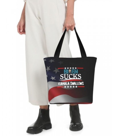 Joe Biden Sucks Kamala Harris Swallows Women'S Casual One Shoulder Carry Shopping Bag Large Capacity Working Storage Handbag ...