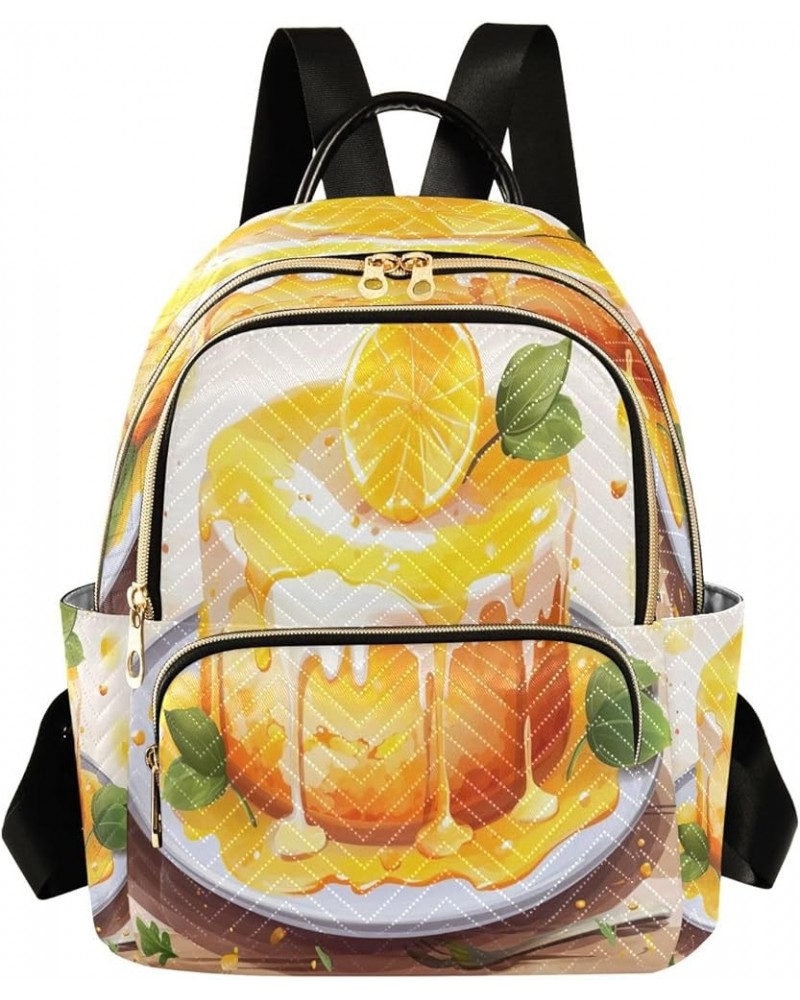 Lemon Cake Quilted Backpack for Women Shoulder Bag Purses Travel Bags for Nurse Work Daily M Medium $18.28 Backpacks