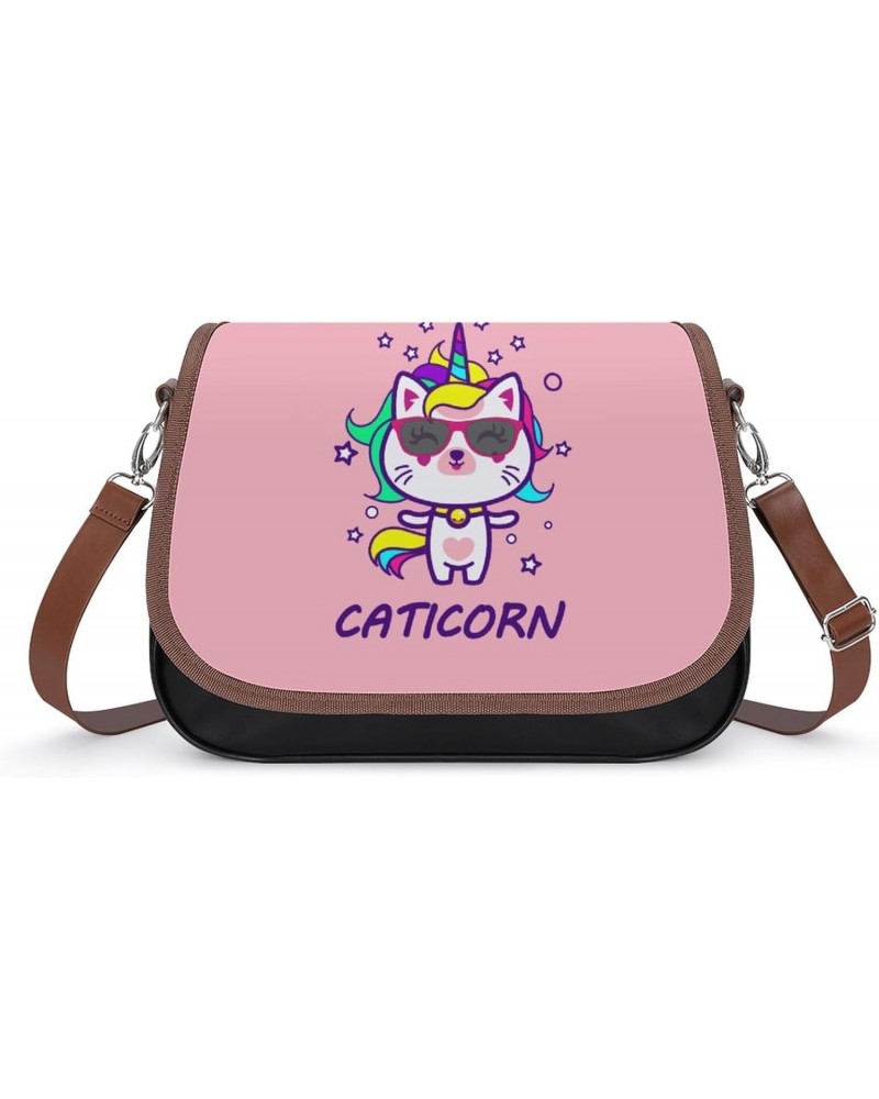 Unicorn Cat Messenger Bag Casual Crossbody Shoulder Bags Lightweight Waterproof Fashion Purse for Women $19.27 Shoulder Bags