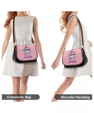 Unicorn Cat Messenger Bag Casual Crossbody Shoulder Bags Lightweight Waterproof Fashion Purse for Women $19.27 Shoulder Bags