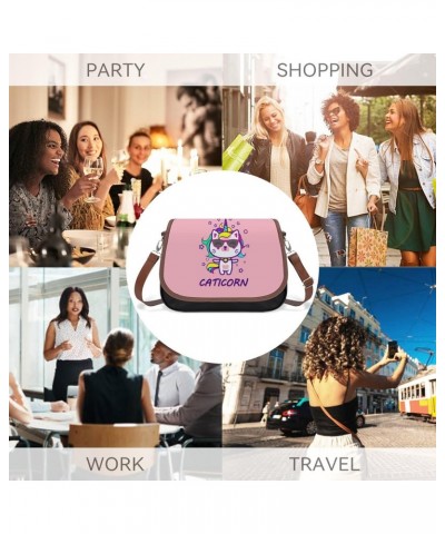 Unicorn Cat Messenger Bag Casual Crossbody Shoulder Bags Lightweight Waterproof Fashion Purse for Women $19.27 Shoulder Bags