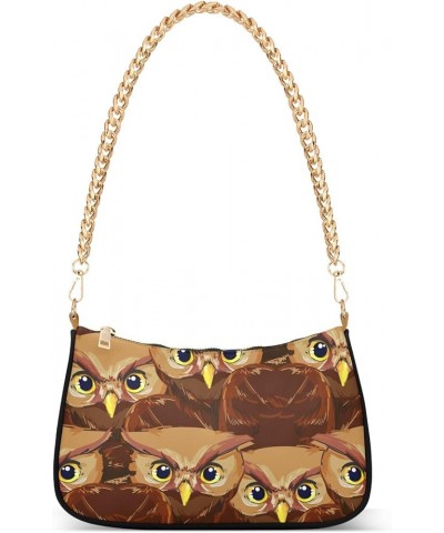 Mushrooms on Pink Leopard Woman Purse Gold Chain Shoulder Bag with Zipper Owl Pattern $12.69 Totes