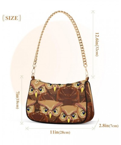 Mushrooms on Pink Leopard Woman Purse Gold Chain Shoulder Bag with Zipper Owl Pattern $12.69 Totes