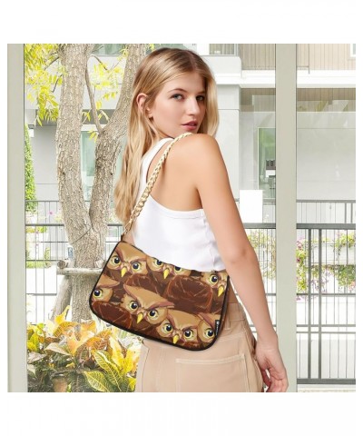 Mushrooms on Pink Leopard Woman Purse Gold Chain Shoulder Bag with Zipper Owl Pattern $12.69 Totes