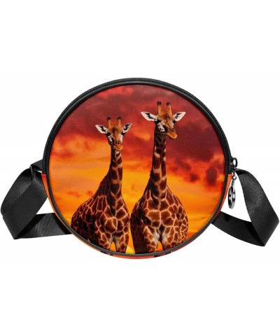 Crossbody Bags for Women,Crossbody Bag Men,Small Sling Bag,Africa Animal Giraffe Sunset,Crossbody Purse $12.33 Crossbody Bags