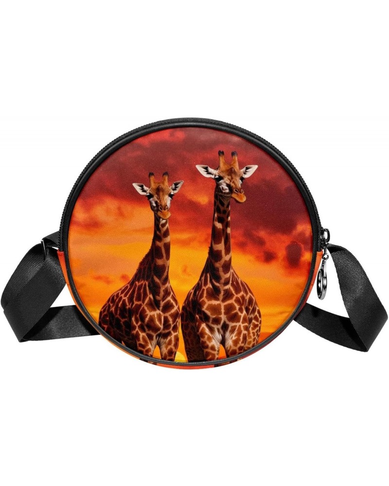 Crossbody Bags for Women,Crossbody Bag Men,Small Sling Bag,Africa Animal Giraffe Sunset,Crossbody Purse $12.33 Crossbody Bags