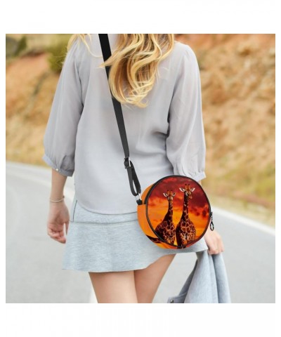 Crossbody Bags for Women,Crossbody Bag Men,Small Sling Bag,Africa Animal Giraffe Sunset,Crossbody Purse $12.33 Crossbody Bags