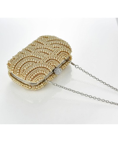 Women Pearl Evening Clutch Bag Handmade Full Beaded Elegant Bridal Purse Crossbody Handbag For Wedding Party Prom Beige $21.8...