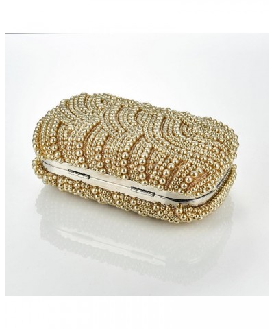 Women Pearl Evening Clutch Bag Handmade Full Beaded Elegant Bridal Purse Crossbody Handbag For Wedding Party Prom Beige $21.8...