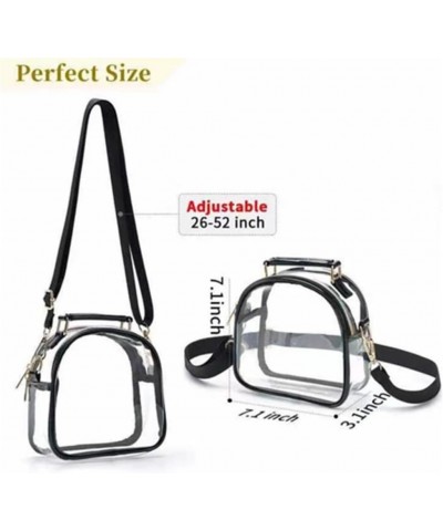 Women's Transparent Crossbody Handbag Odorless TPU Ideal for Outdoor Use Plus Front Pocket Black Pvc $13.43 Crossbody Bags