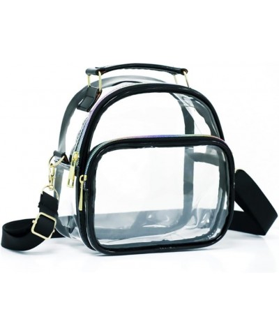 Women's Transparent Crossbody Handbag Odorless TPU Ideal for Outdoor Use Plus Front Pocket Black Pvc $13.43 Crossbody Bags