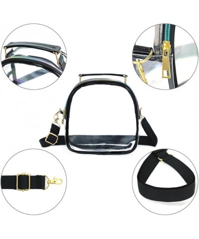 Women's Transparent Crossbody Handbag Odorless TPU Ideal for Outdoor Use Plus Front Pocket Black Pvc $13.43 Crossbody Bags