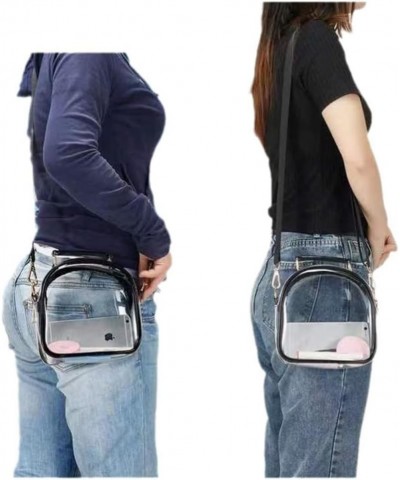 Women's Transparent Crossbody Handbag Odorless TPU Ideal for Outdoor Use Plus Front Pocket Black Pvc $13.43 Crossbody Bags