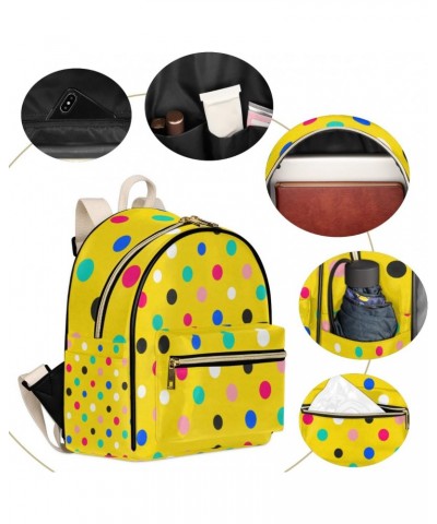 Rainbow Color Mini Backpack Purse for Women, Polka Dot Small Backpack Leather Casual Daypacks Ladies Shoulder Bags $19.35 Bac...