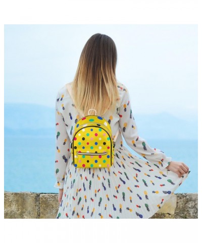 Rainbow Color Mini Backpack Purse for Women, Polka Dot Small Backpack Leather Casual Daypacks Ladies Shoulder Bags $19.35 Bac...