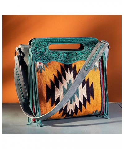 Aztec Tapestry Collection Tote Bag Western Shoulder Handbag and Crossbody Purse for Women Diamond Tote Turquoise $44.54 Totes