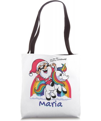 Maria Name Personalized Rainbow Santa Claus Unicorn Xmas Tote Bag $12.54 Totes