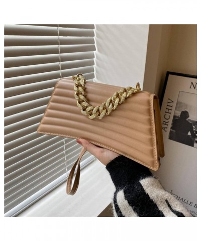 Women's Chain Shoulder Crossbody Wallet Quilted Small Square Shoulder Bag Elegant Women's Handbag Clutch Heise $21.44 Totes