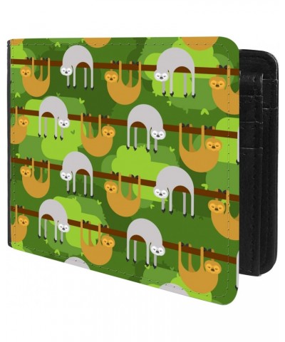 Unique Desige Pattern - Sloth lazybones animal, Slim Front Pocket Wallet Billfold RFID Blocking $11.05 Wallets