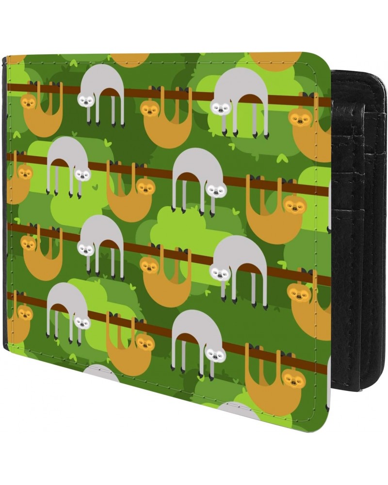 Unique Desige Pattern - Sloth lazybones animal, Slim Front Pocket Wallet Billfold RFID Blocking $11.05 Wallets