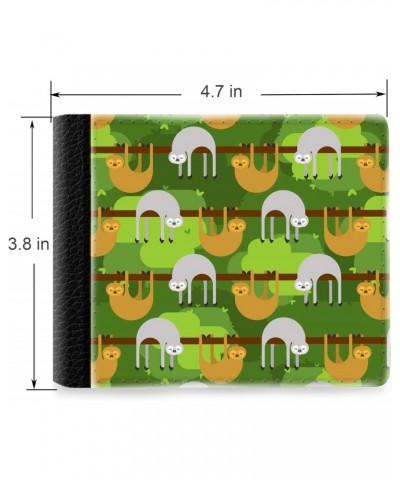 Unique Desige Pattern - Sloth lazybones animal, Slim Front Pocket Wallet Billfold RFID Blocking $11.05 Wallets