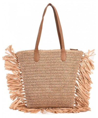 Summer Straw Bag For Women Woven Beach Bag Large Capacity Handbag Tassel Decors Vacation Lady Totes Shoulder Bag sac Brown $2...