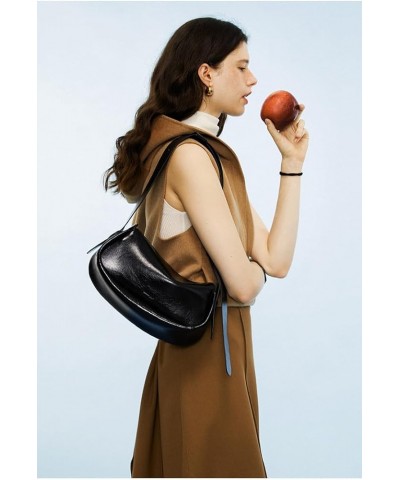 Wax Saddle Bag - Fashionable brown shoulder bag, showing women's unique taste Oil Wax Black $48.02 Shoulder Bags