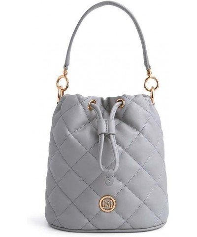 Women's Drawstring (2way) M231MQ2020G Gray Leather Push Lock Type Grey $234.85 Shoulder Bags