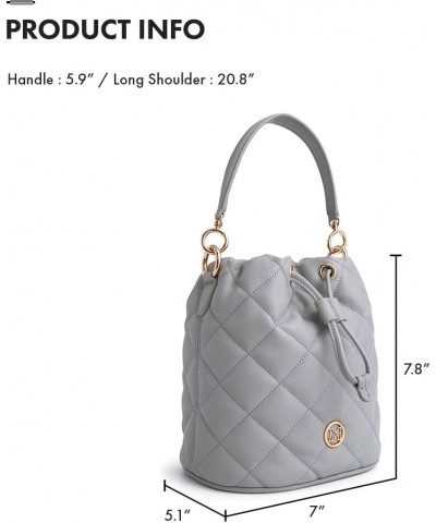 Women's Drawstring (2way) M231MQ2020G Gray Leather Push Lock Type Grey $234.85 Shoulder Bags