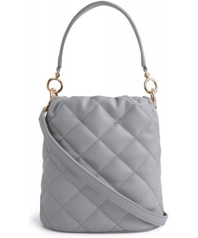 Women's Drawstring (2way) M231MQ2020G Gray Leather Push Lock Type Grey $234.85 Shoulder Bags