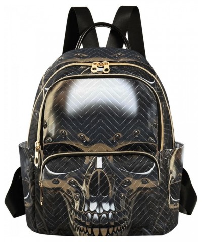 Black Gold Skull Women's Backpack Purse Fashion Travel Anti Theft Backpack Casual Daypack for Work College,S Small $13.64 Bac...