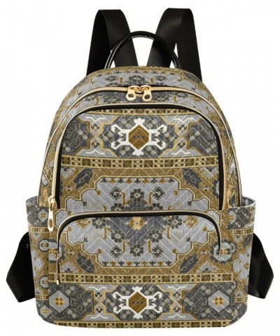 Women Backpack Persian Carpet Ethnic Grey Yellow Durable Travel Backpack Lightweight Handbag Lady Purse Roomy Double Zipper W...